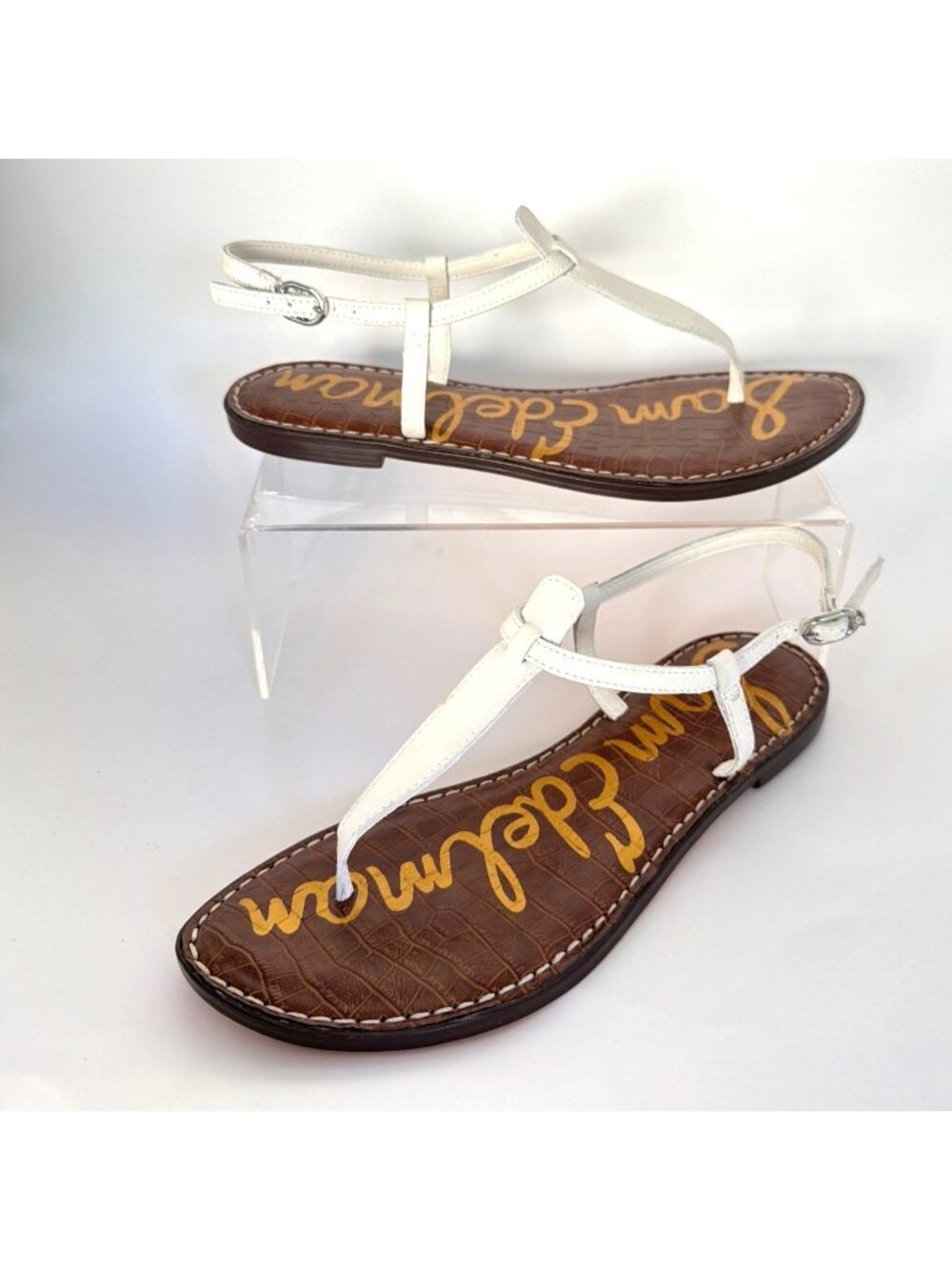 Sam Edelman Gigi Thong Sandals white Leather Women’s Size 8.5